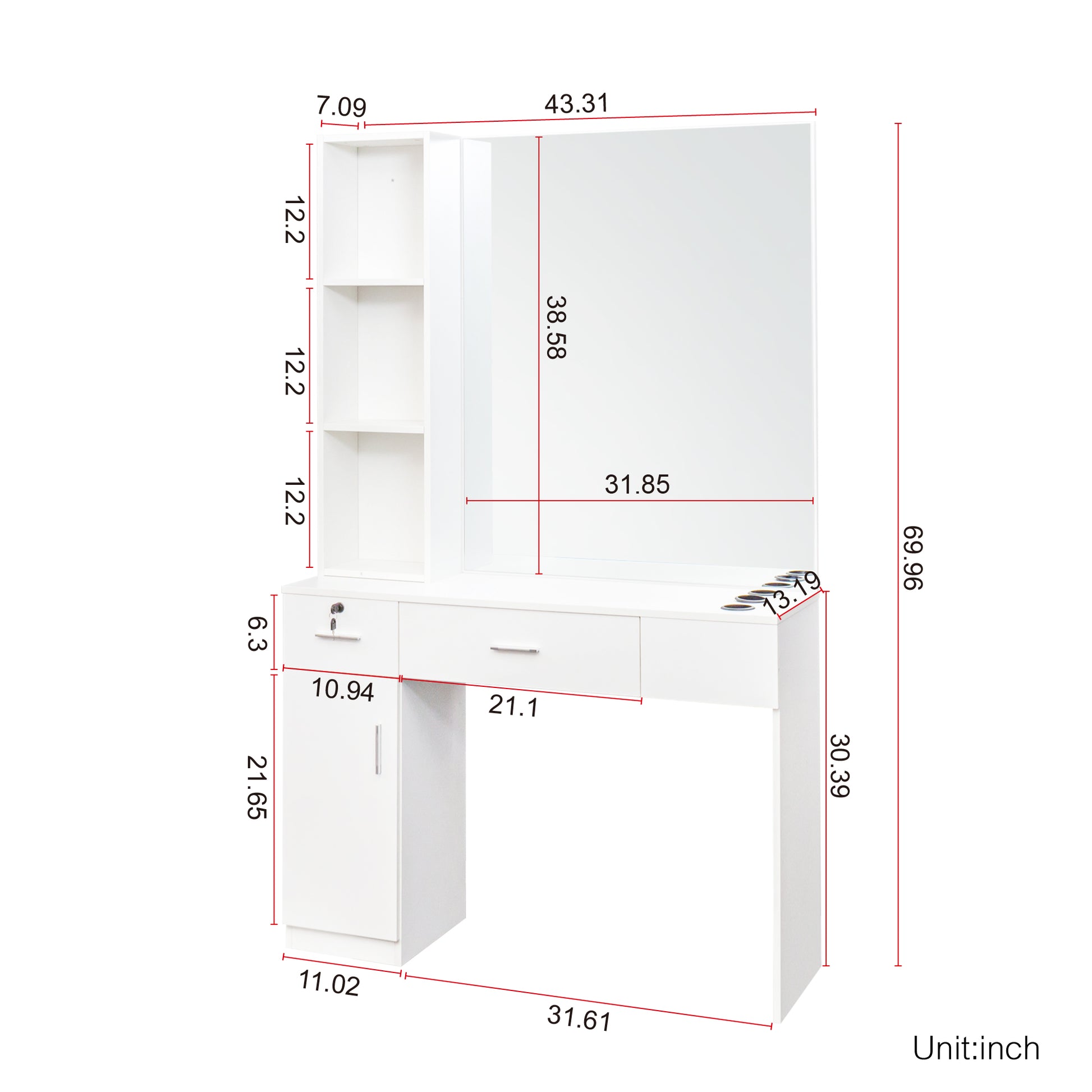 Salon Station Barber Stations Styling Station Barber Beauty Spa Salon Equipment Set With Mirror White Mdf