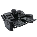 2 Seater Home Theater Recliner Manual Recliner Chair With A Storage Box And Two Cup Holders For Living Room,Bedroom, Black Old Sku:Pp302954Aab Black Foam Pu Leather