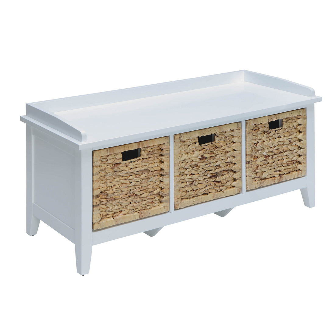 Beige And White Bench With 3 Drawer Beige Wood