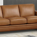 Naples Leather Sofa Cognac Down Filling Genuine Leather 3 Seat