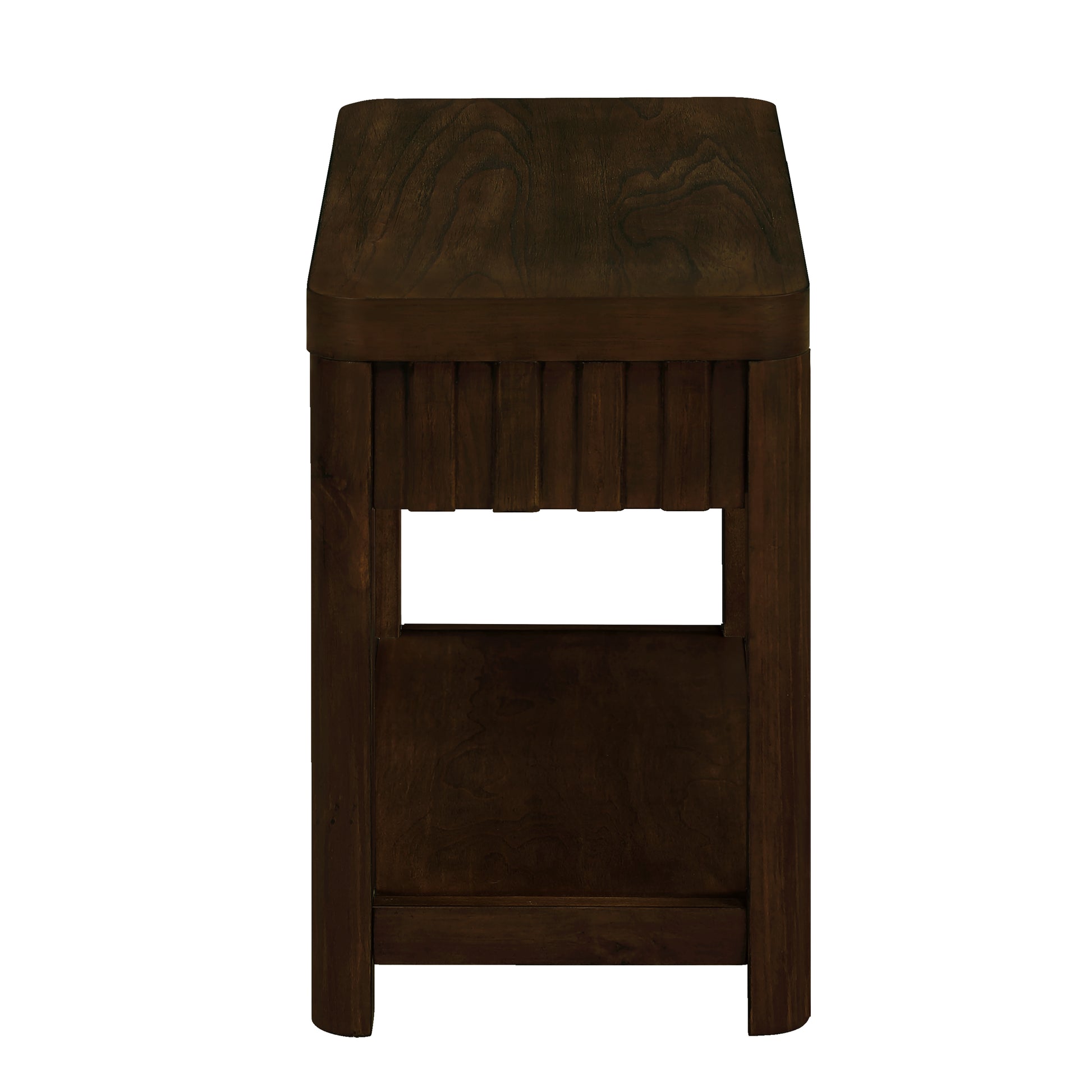 25'' Rectangular Farmhouse End Table With Storage Shelf, Sofa Side Table With Solid Wood Legs For Living Room, Bedroom, Office, Espresso Espresso Pine