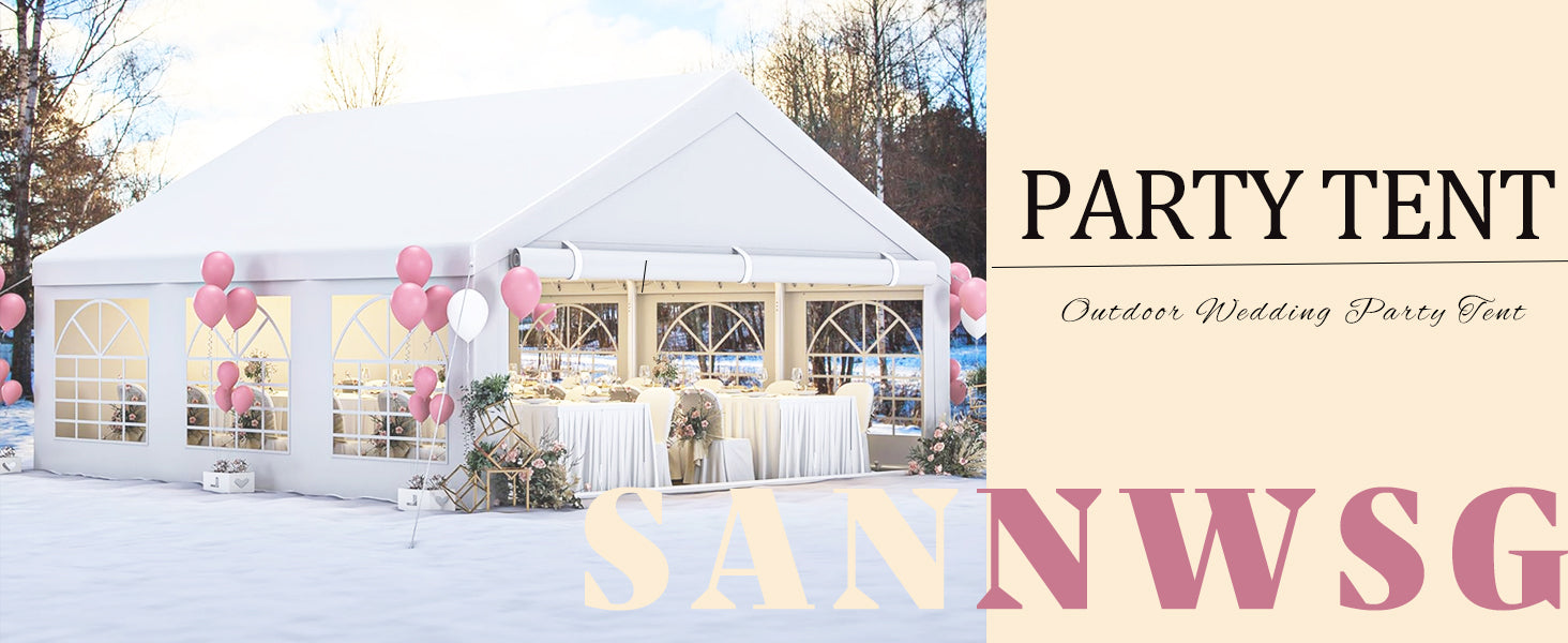 Sannwsg Party Tent 20X20Ft Heavy Duty Canopy Tent With Removable Sidewalls,2 Box Outdoor Waterproof Patio Camping Gazebo Shelter,Perfect For Wedding Holiday Birthday Bbq Backyard Evening Tent White Garden & Outdoor Metal Waterproof Fabric