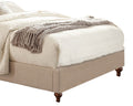 Wooden California King Size Bed With Button Tufted Headboard, Beige California King Beige Wood Fabric