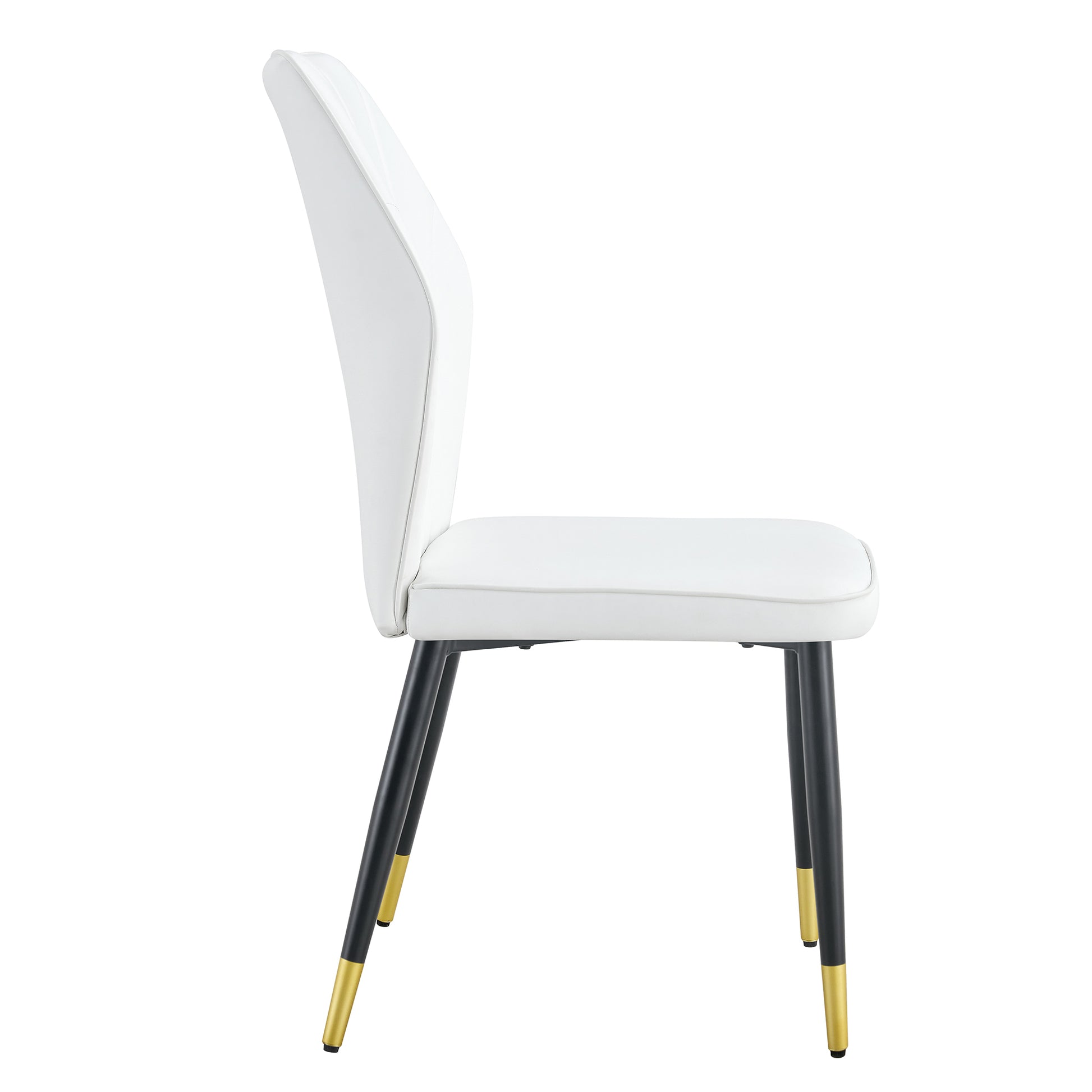 4 Modern Dining Chairs With Stylish Pu Patterned Backrest And Black Metal Legs For A Comfortable Home Experience In The Kitchen, Bedroom And Office. White Pu