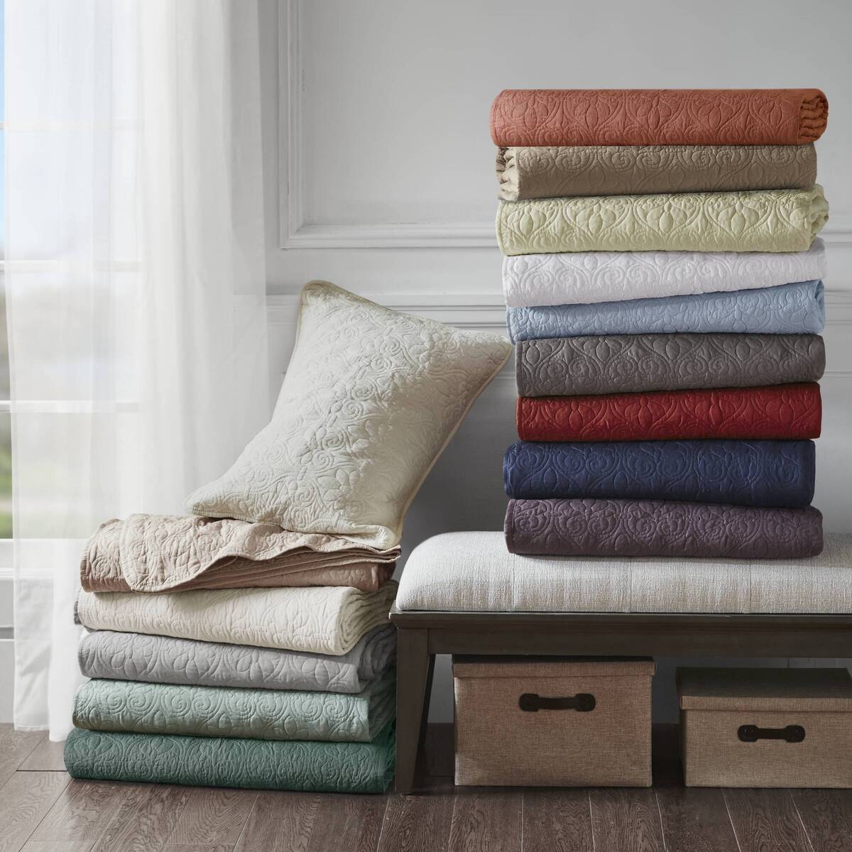 3 Piece Reversible Bedspread Set Balsam Green Queen Green Polyester