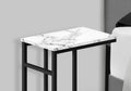 Accent Table, C Shaped, End, Side, Snack, Living Room, Bedroom, White Marble Look Laminate, Black Metal, Contemporary, Modern White Particle Board