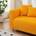 89 Inch Sofa For Living Room, Fashion Sofa With Metal Legs, 3 Seater Sofa, Solid Wood Frame Couch With 4Pillows, For Apartment Office Living Room Yellow Yellow Cotton Linen,Teddy 3 Seat