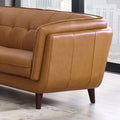 Solana Leather Sofa Cognac Down Filling Genuine Leather 3 Seat