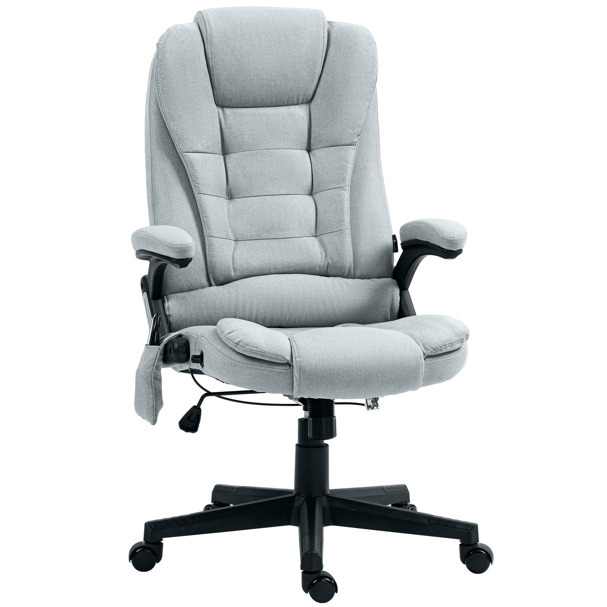 Homcom 6 Point Vibrating Massage Office Chair With Heat, Linen High Ba Homcom 6 Point Vibrating Massage Office Chair With Heat, Linen High Ba