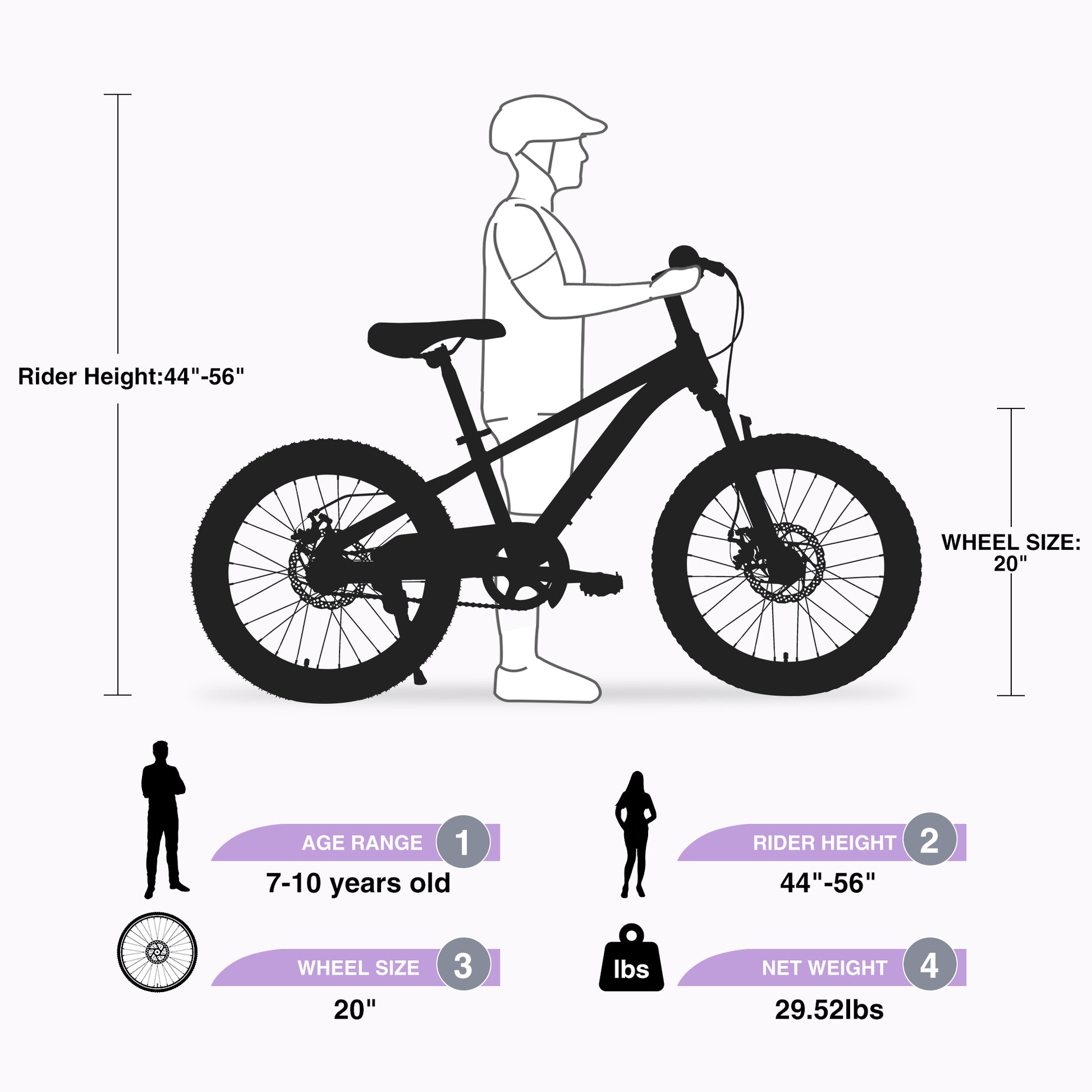 Mountain Bike,20 Inch Mtb For Boys And Girls Age 7 10 Years,Multiple Colors Cycling Purple Garden & Outdoor Steel