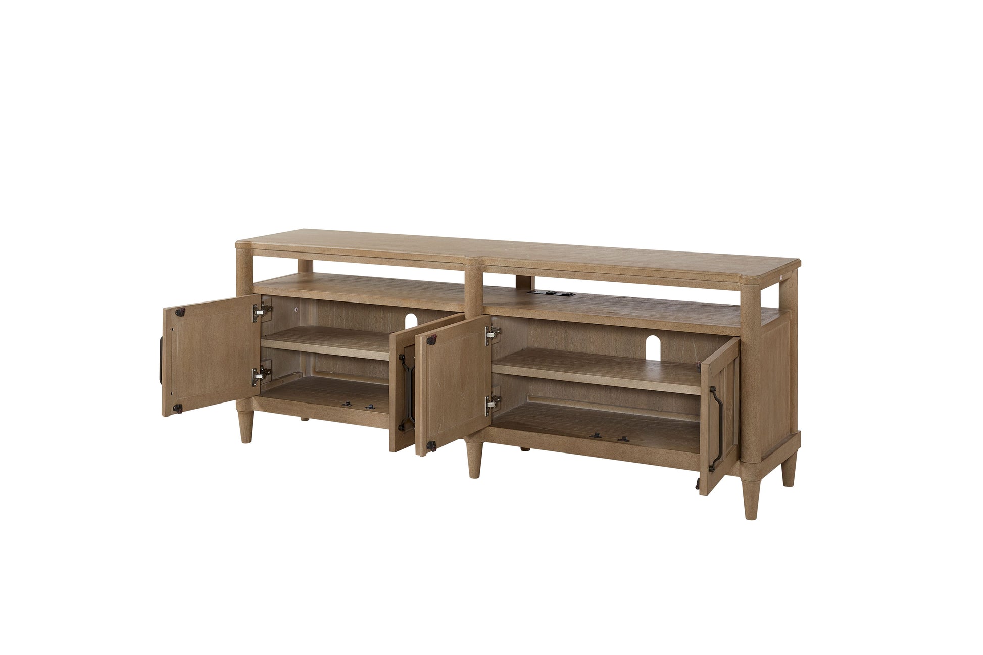 72" Entertainment Console In Sand Finish Sand Solid Wood Mdf