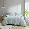 3 Piece Cotton Jacquard Duvet Cover Set Queen Blue Cotton