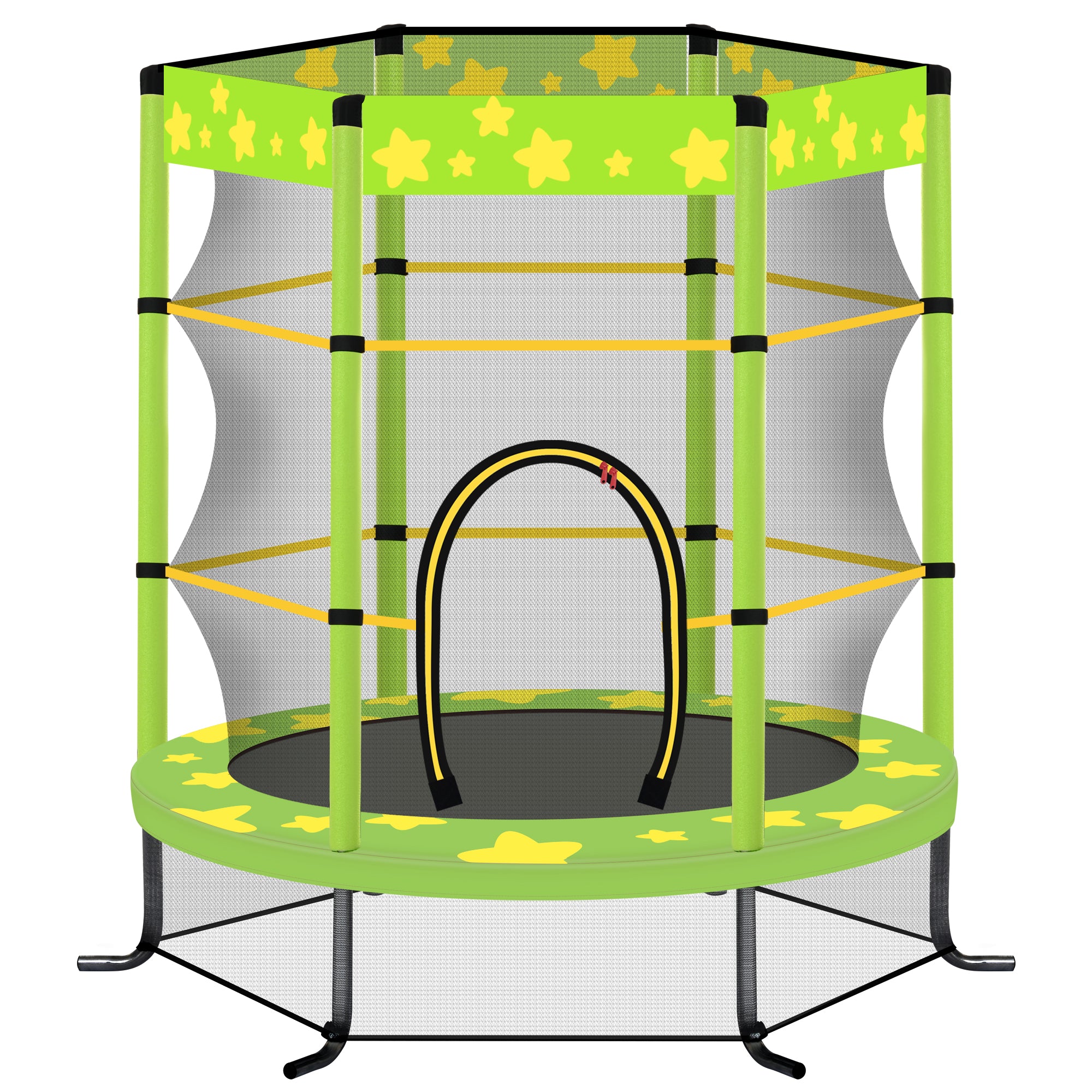 55 Inch Kids Trampoline With Safety Enclosure Net, 4.5Ft Outdoor Indoor Trampoline For Kids Green Green Metal