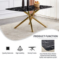 Large modern minimalist rectangular dining table with black+gold-glass+metal