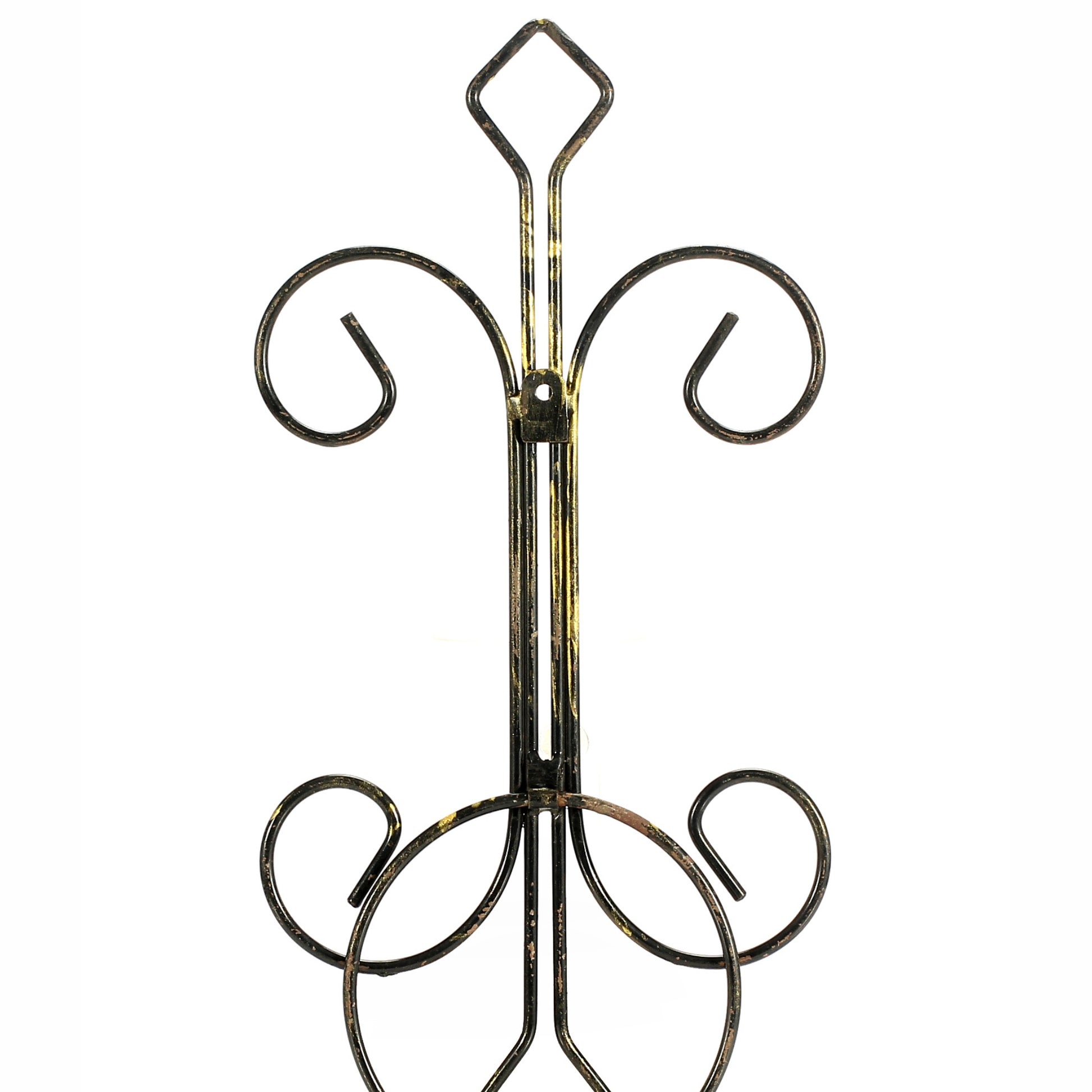 16" Single Pot Black Gold Cast Metal Crest Wall Planter Decoration Multicolor Metal