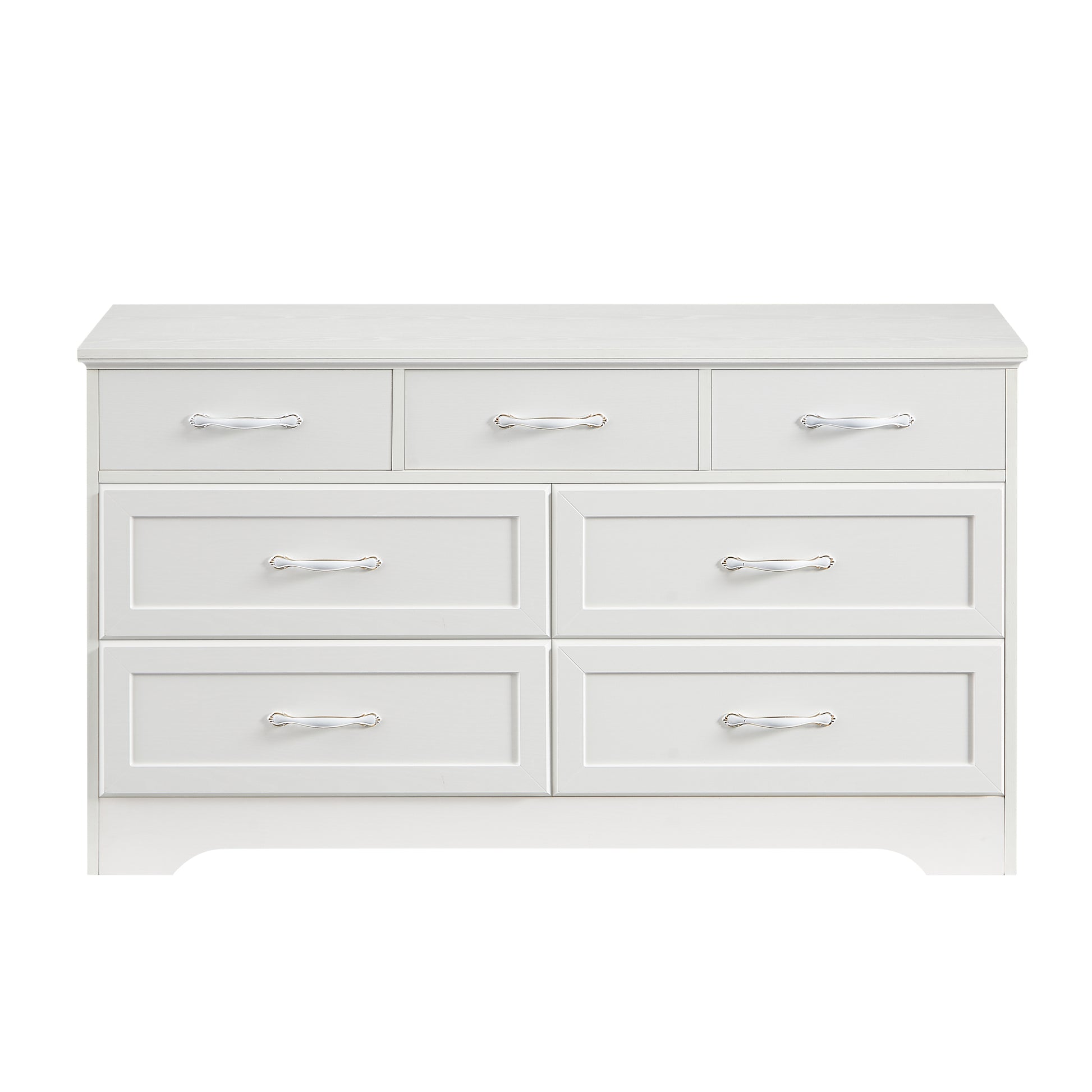 Modern 3 Drawer Bedroom Chest Of Drawers With 7 Drawers Dresser, Clothes Organizer Metal Pulls For Living Room, Bedroom, Hallway, White, 47.6 L X 15.7 W X 26.6 H 5 Or More Drawers White White Drawers Included Particle Board Mdf