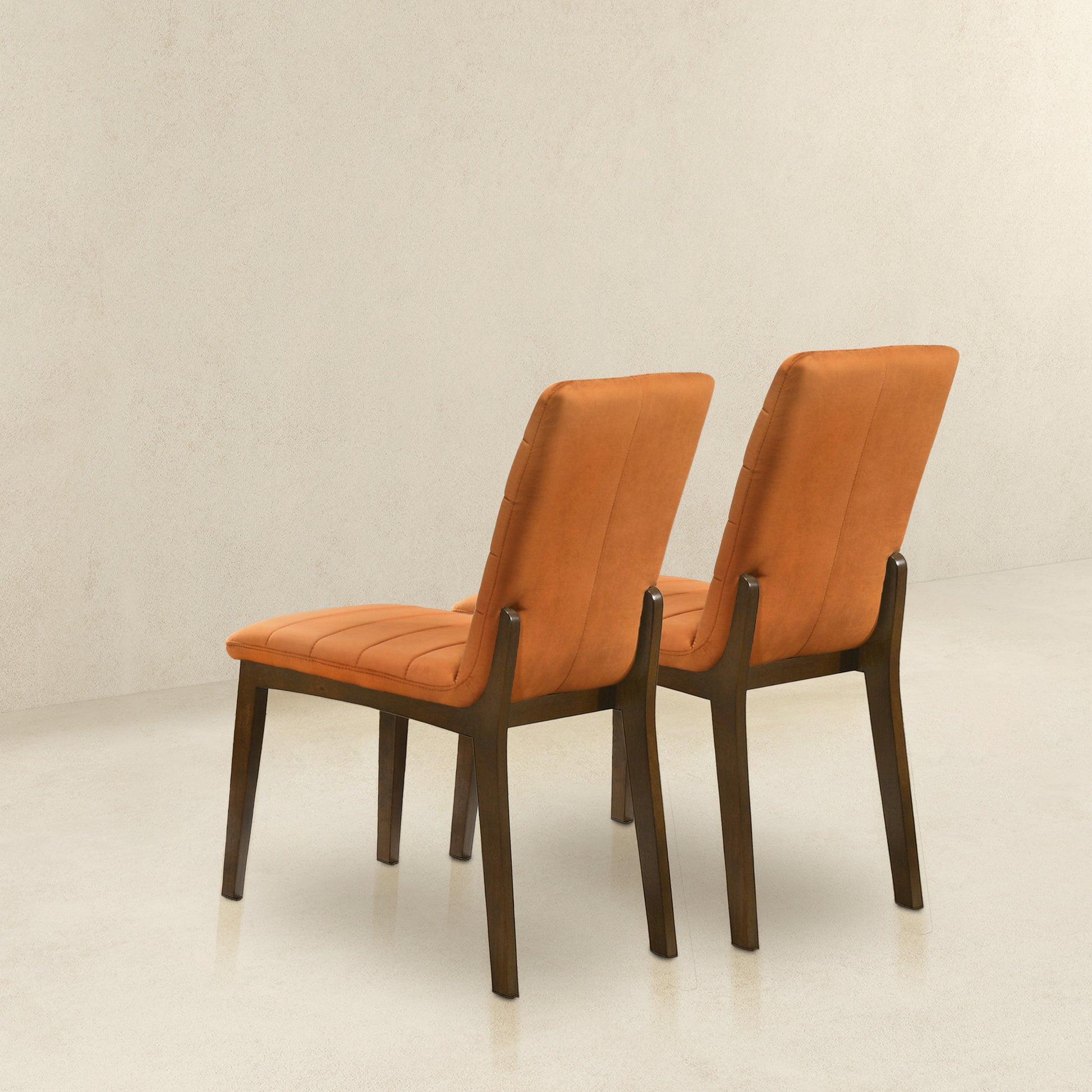 Ines Burnt Orange Velvet Dining Chair Set Of 2 Solid Brown,Burnt Orange Brown Dining Room Foam Wipe Clean Mid Century Modern Dining Chairs Foam Boucle,Solid Wood