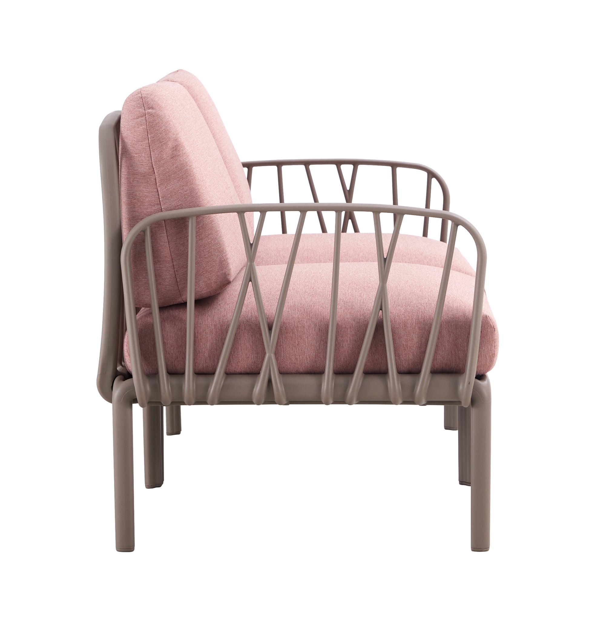 Patio Indoor Outdoor Garden Twin Sofa Armchairs Plastic With Soft Cushion Weather Waterproof Chair Sectional Furniture For Balcony Garden Pool Lawn Backyard Morden Design Sitting Room Seat Sofa Pink Fabric Plastic