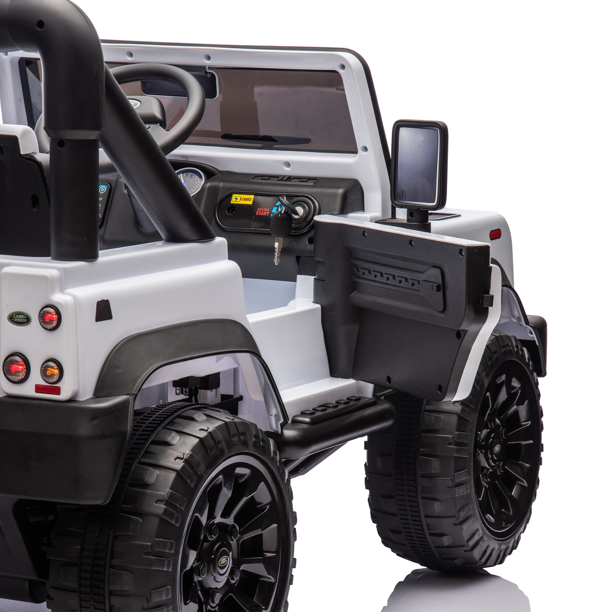 Licensed Land Rover Defender Volta 5008 24V Kids Ride On Car W Parents Control,2Wd,Four Wheel Suspension,Bluetooth,Mp3,Music,Adjustable Volume,Power Display,Led Lights,Speeds 1.86 3.11Mph For Kids 3 7 White Polypropylene