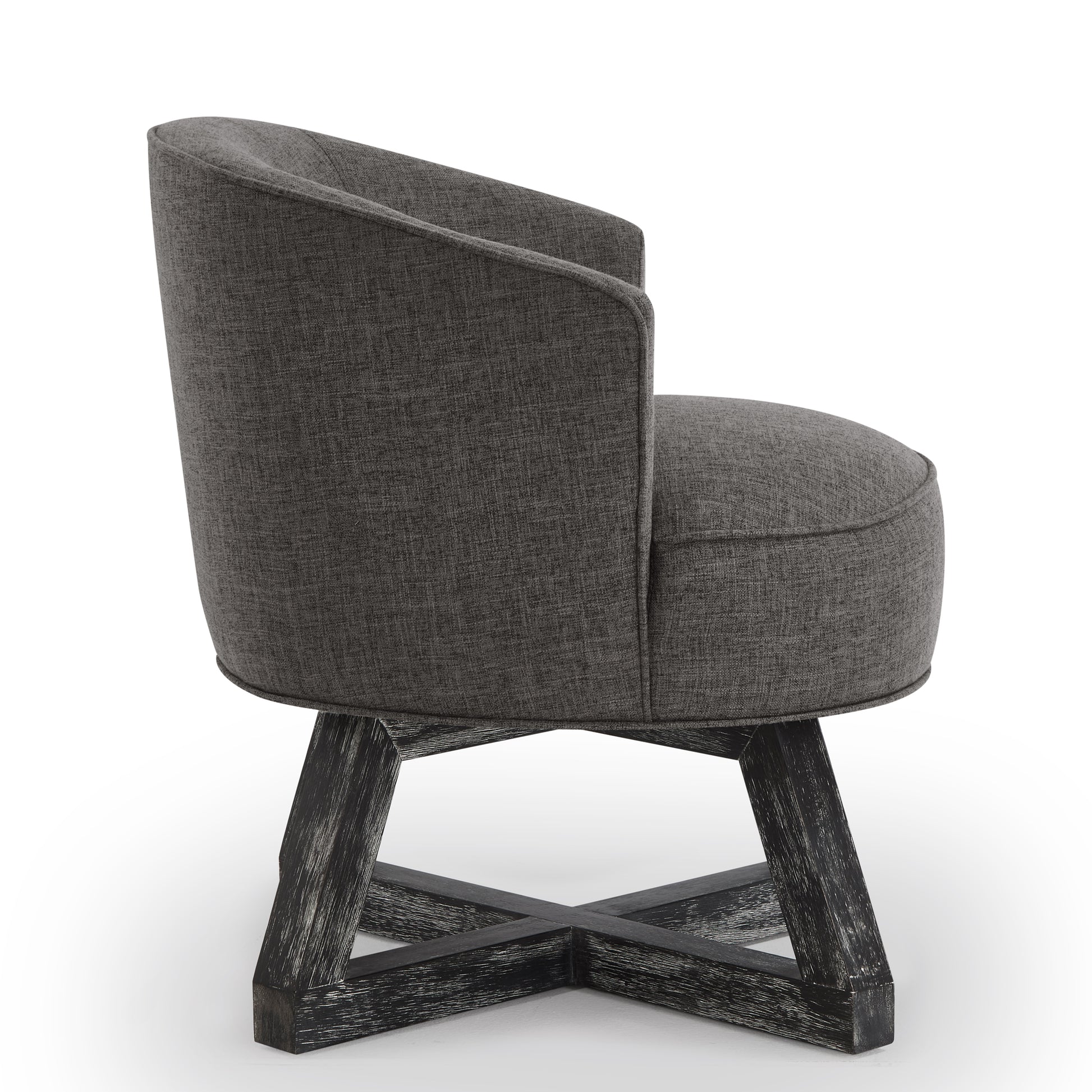 Swivel Chair With Cross Shaped Wooden Base,Lounge Chair With Solid Wood Legs, 360 Freely Swivel Chairclassic Linen Fabric For Living Room, Bedroom, Office, Dresser Dark Gray Dark Gray Gray Primary Living Space American Design,Artsy,Classic,Modern