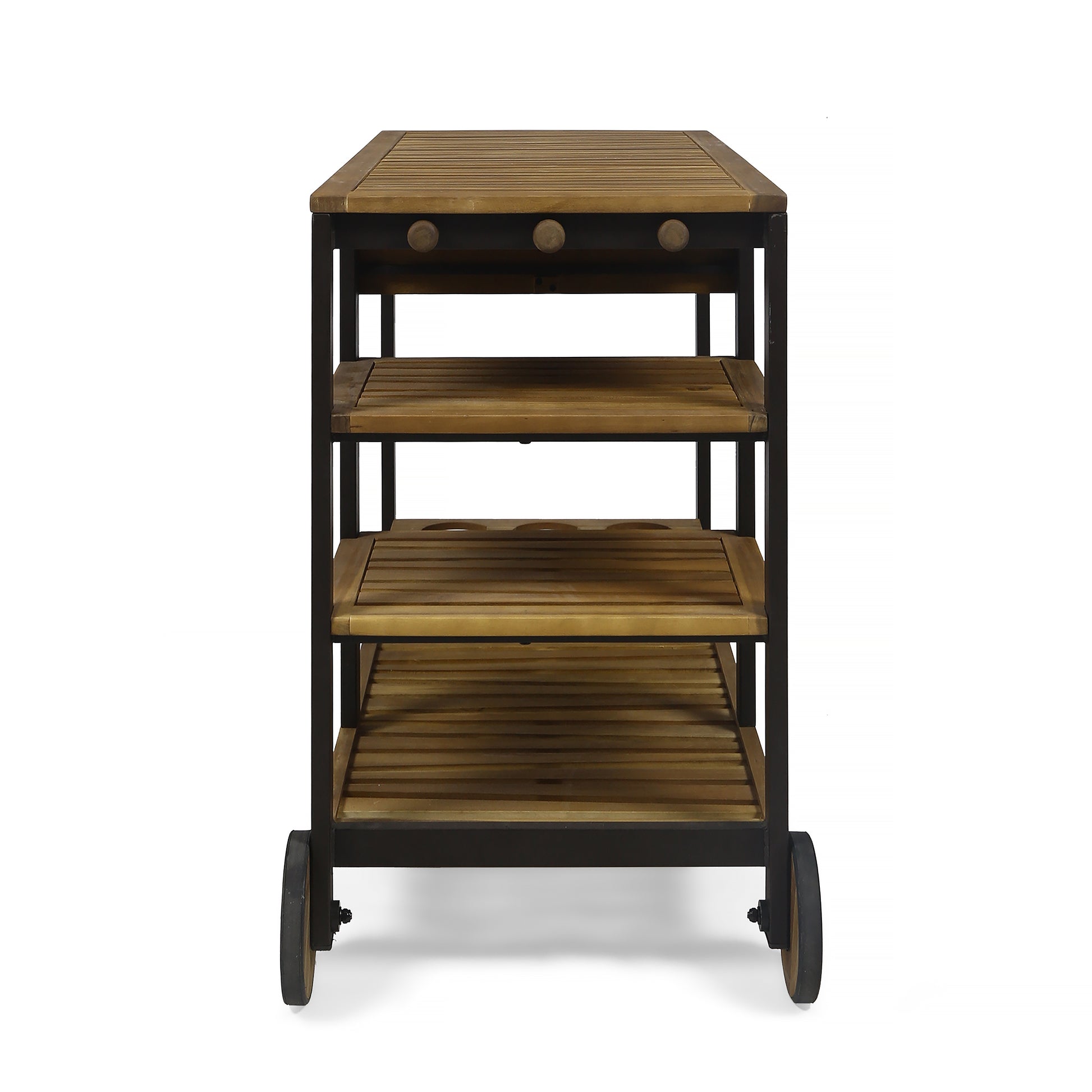 Vivlio Wood Metal Barcart Rustic Metal & Wood