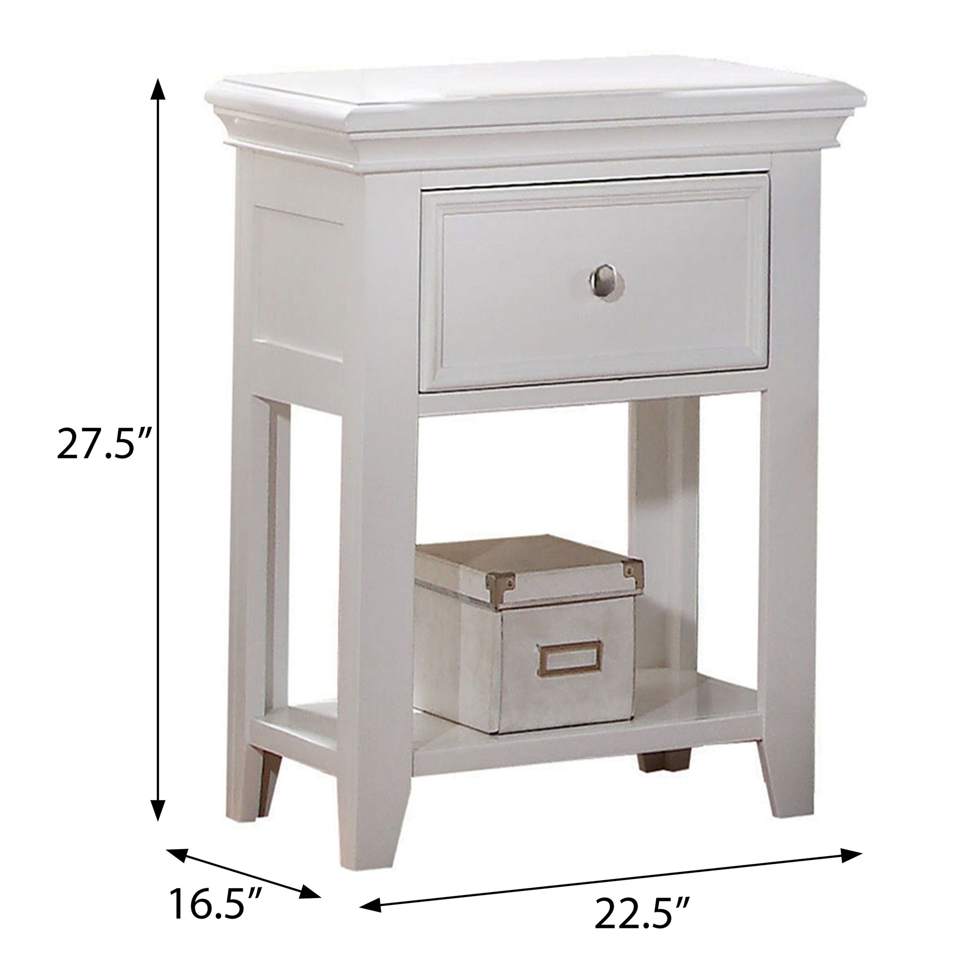 White Nightstand With Bottom Shelf White 1 Drawer Bedroom Rectangle Transitional Pine Drawers White Wood