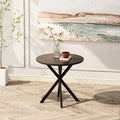 31.5'' Modern Round Dining Table With Crossed Legs, Black Occasional Table, Two Piece Detachable Table Top, Matte Finish Iron Legs Black Mdf Metal