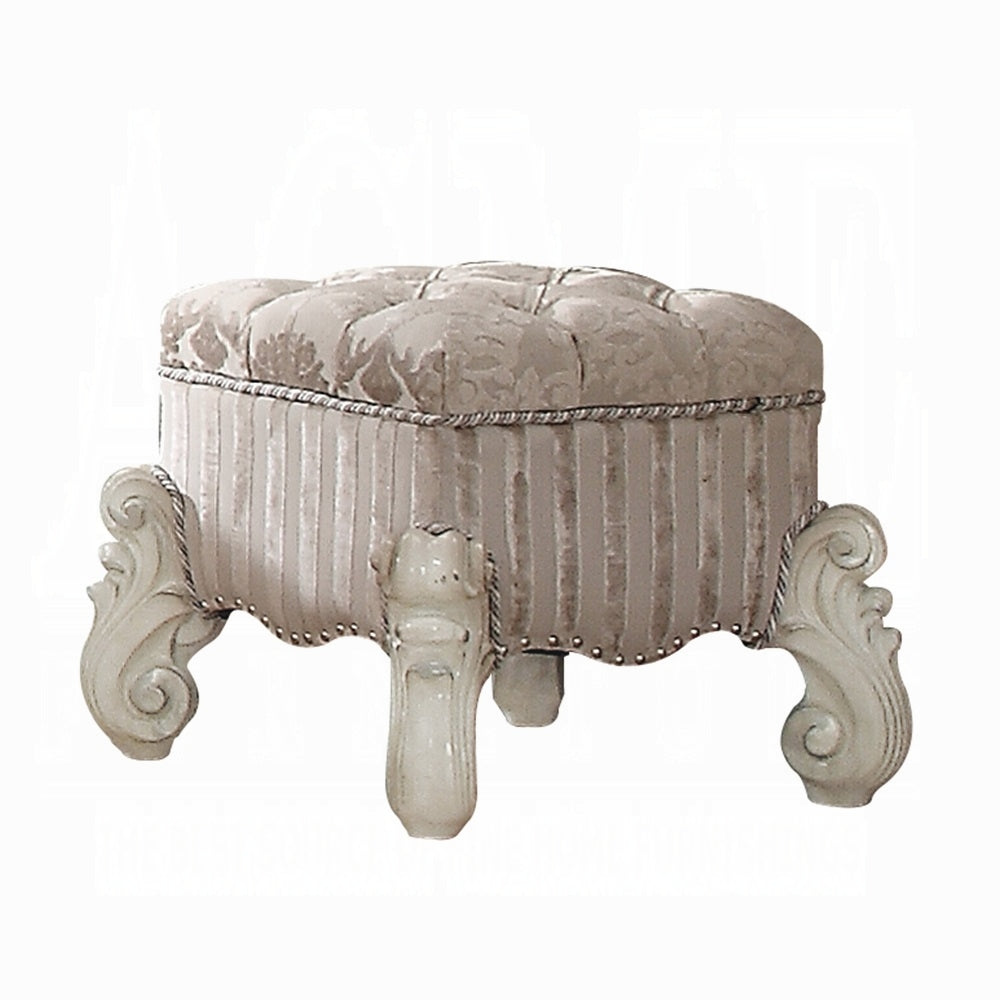 Ivory And Bone White Vanity Stool With Trim Ivory Vanity Stools Bedroom Rectangular White Armless Wood Fabric