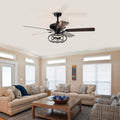 Low Profile Ceiling Fan With Lights No Include Bulb ,Blade Dark Wood 52 Inch Ceiling Fan Optional Remote&2 Color Option Blades Matte Black Ceiling Fans 1000K 2600K Candlelight Under 1000Lm American Design,American Traditional,Antique,Farmhouse,Industrial