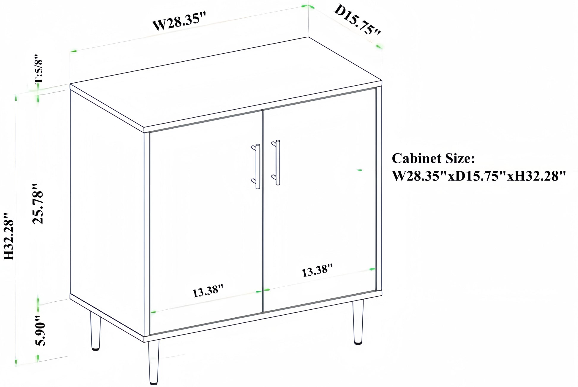 Dfw Storage Cabinet With Doors And Shelves Kitchen Free Standing Buffet Cabinet With Storage, Sideboard Cabinet With Adjustable Shelves, Wood Accent Cabinet For Living Room Bathroom Entryway Office