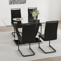 Table And Chair Set.Large Rectangular Glass Dining Table, 0.39 