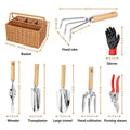 Gardening Hand Tools With Basket Brown Wood