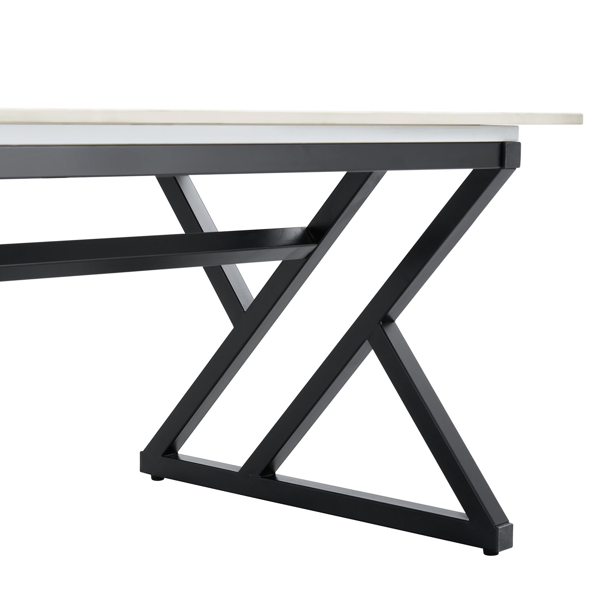 A Modern Minimalist Style Marble Patterned Coffee Table With Black Metal Legs. Computer Desk. Game Table. Tea Table. Ct Xx White Black Sintered Stone