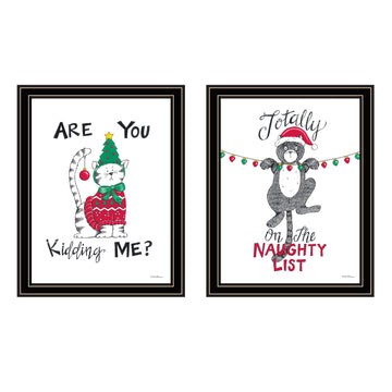 2 Piece Vignette Are You Kidding Me Black Framed Wall Art For Living Room, Bedroom Wall Art Print For Home Decor By Deb Strain Multi Wood Paper