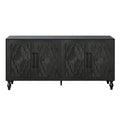 Carved Flower Door Large Storage Cabinet With Metal Handle Suitable For Living Room, Kitchen, Entryway Black Black Primary Living Space Mdf