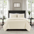 Reversible Quilt Set Cream Full Queen Cream Cotton