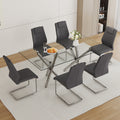 Table And Chair Set.Large Minimalist Rectangular Glass Dining Table For 6 8 With 0.39