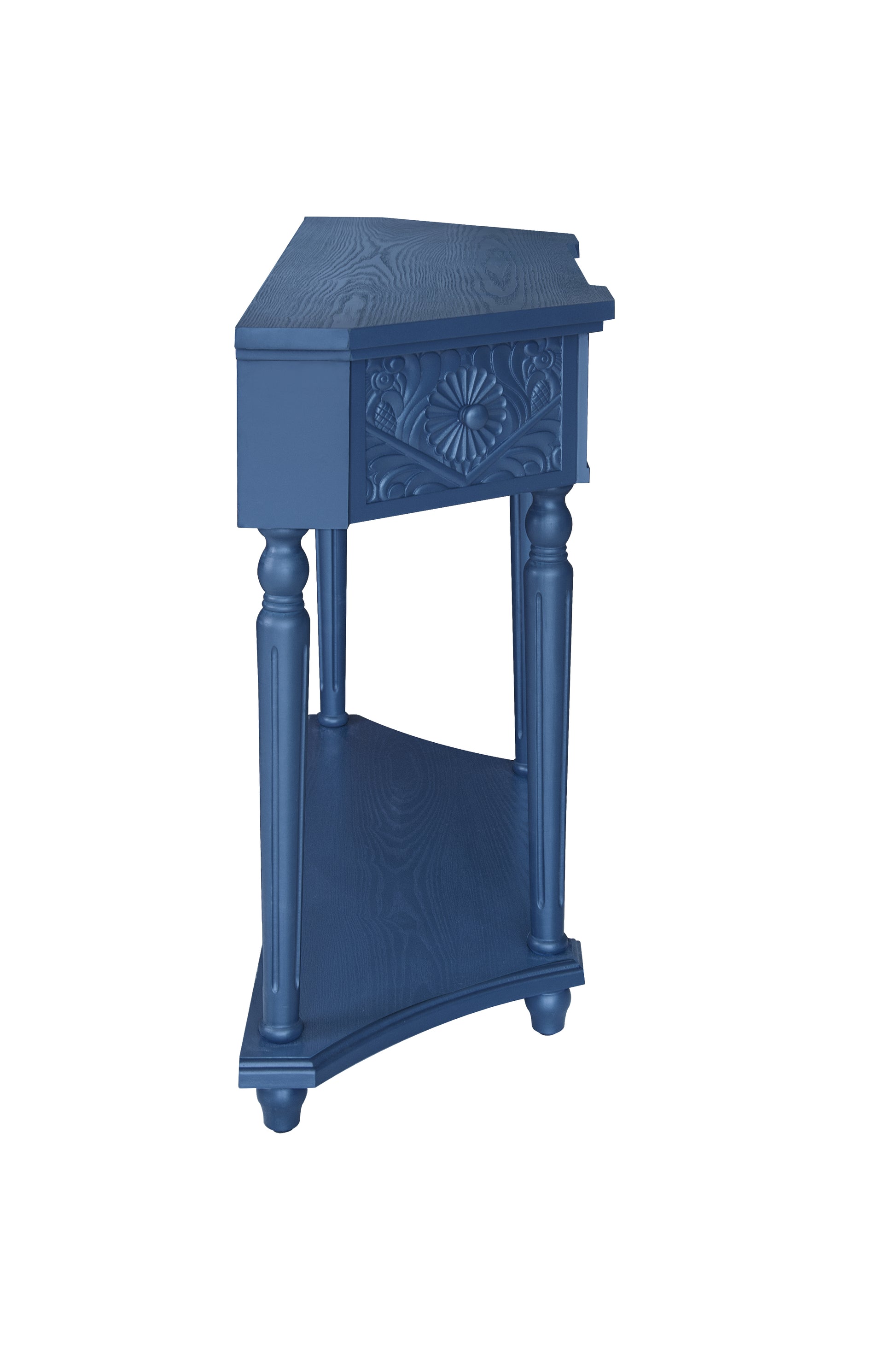 1 Drawer End Table,Side Table,Elegant Carved 1 Drawer End Table For Living Room Bed Room Study Entryway Navy Blue American Design Mdf