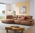 147.24'' Oversied Modern Sectional Curved Shaped Sofa Couch For Living Room,Upholstered 5 Seat Sofa Eco Leather Couch Set ,Brown Brown Leather 5 Seat