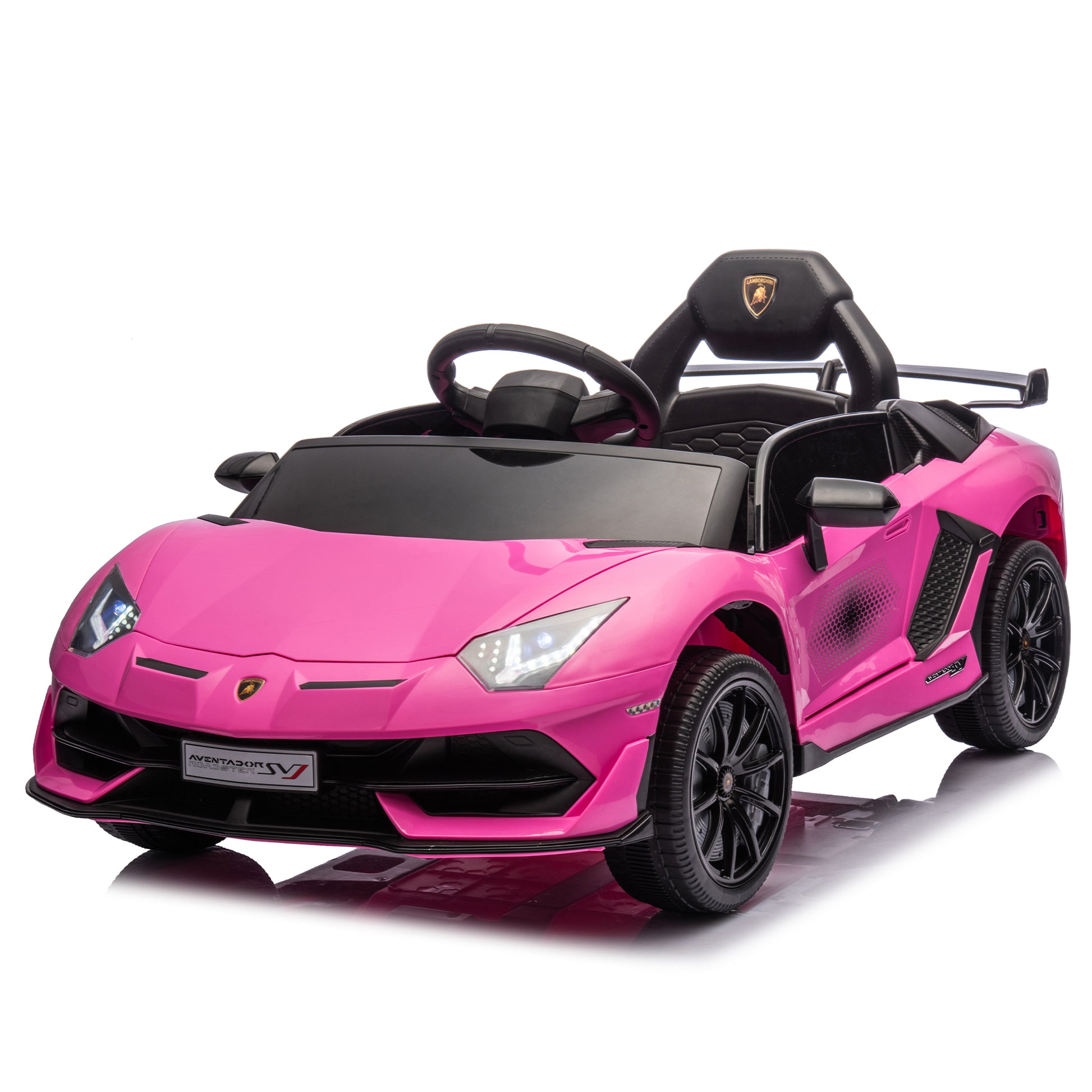 12V Kids Ride On Car W Parents Remote Control,Licensed Lamborghini Aventador Xago,Hydraulic Pressure Door,Slow Start,Early Education,Bluetooth,Adjustable Volume,Mp3,Usb,Led Lights For Kids Aged 2 4. Pink 50 99 Lbs Polypropylene