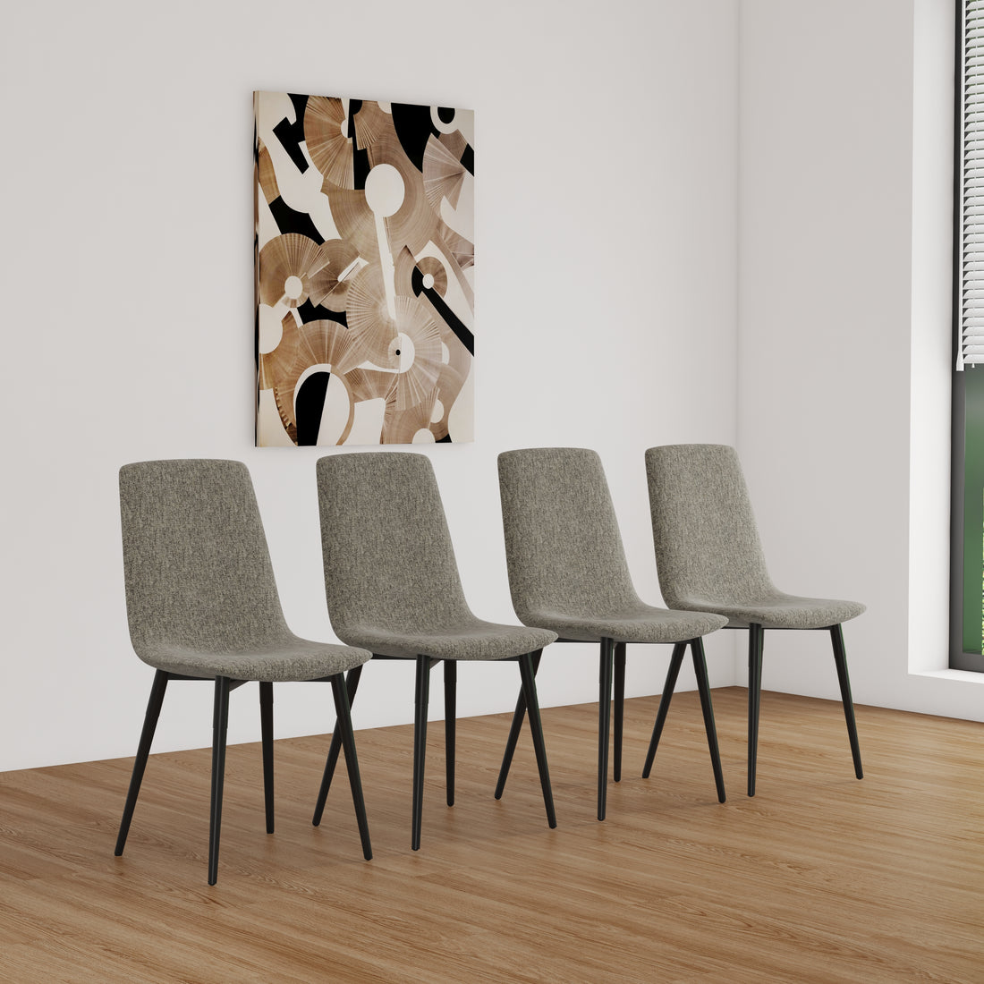 Dining Chairs Set Of 4,Modern Kitchen Dining Room Chairs,Upholstered Dining Accent Chairs In Linen Cushion Seat And Sturdy Black Metal Legs Grey Light Gray Foam Linen