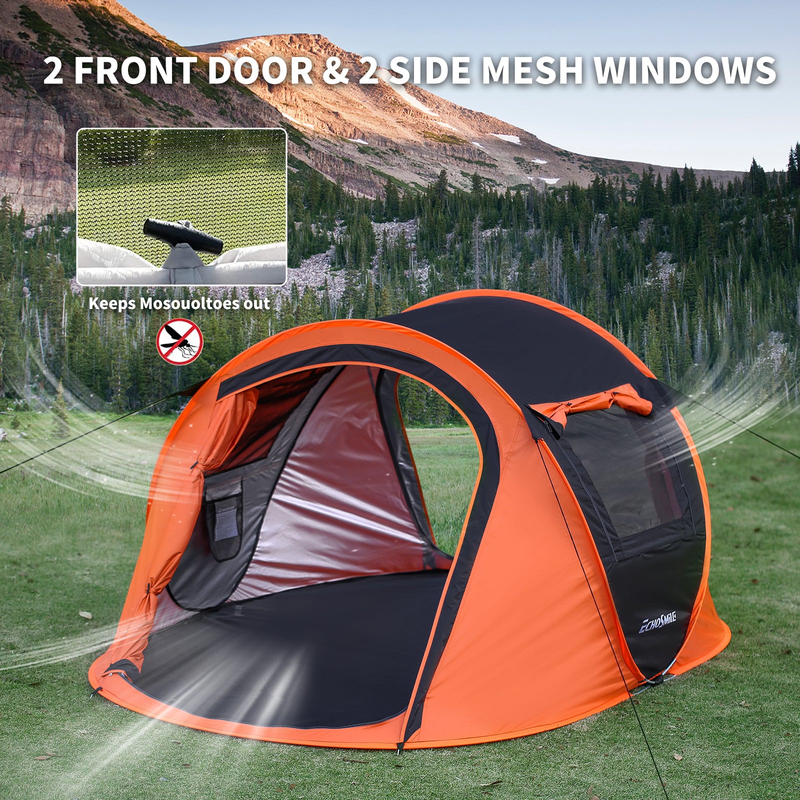 pop up camping tent 2 Person Black Orange Pop Up Camping Tent Black Cream Polyethylene