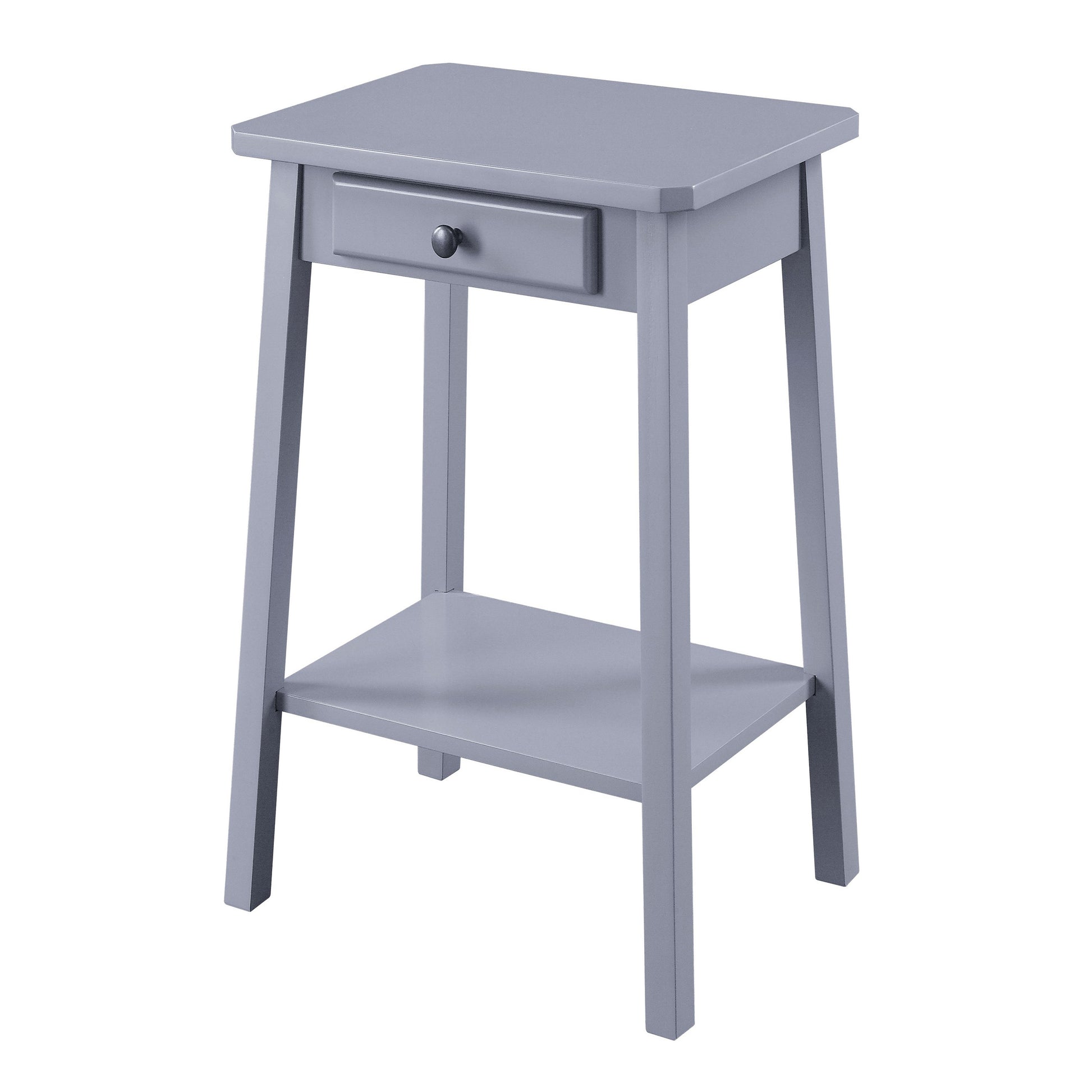 Grey End Table With Bottom Shelf Grey Primary Living Space Rectangular Wood