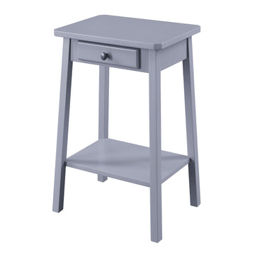 Grey End Table With Bottom Shelf Grey Primary Living Space Rectangular Wood