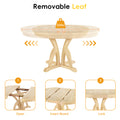 5 Piece Farmhouse Round Pedestal Extending Dining Table Set Extendable Kitchen Table Set With 15.8