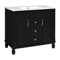 36'' Bathroom Vanity With Top Sink, Modern Bathroom Storage Cabinet With 2 Soft Closing Doors And 2 Drawers, Single Sink Bathroom Vanity Black Bathroom Modern Mdf Ceramic,Solid Wood Mdf