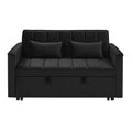 54.33 Inch Versatile Foldable Sofa Bed In 3 Lengths, Modern Sofa Sofa Sofa Velvet Pull Out Bed, Adjustable Back Black Black Velvet Wood Primary Living Space Medium Soft Cushion Back Delicate Duty