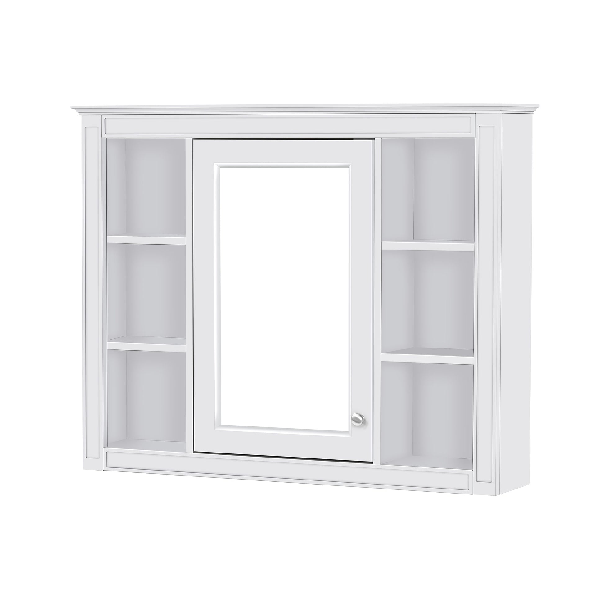 36'' Bathroom Vanity With Medicine Cabinet, Modern Bathroom Storage Cabinet With 2 Soft Closing Doors And 4 Drawers, Single Sink Bathroom Vanity White Bathroom Ceramic,Solid Wood Mdf