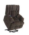 Brown Power Lift Recliner With Heating And Massage Brown Chenille Power Remote Metal Primary Living Space Tight Back Push Button Pillow Top Arms Chenille