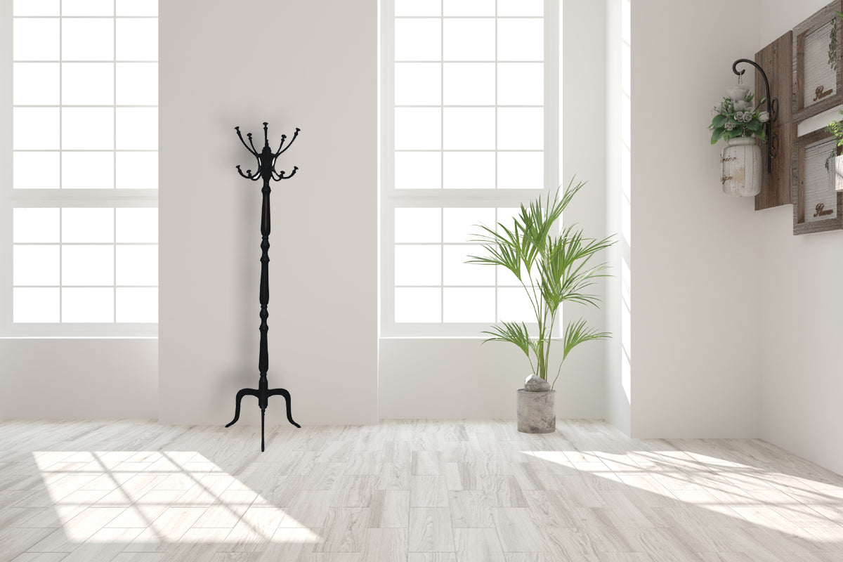 Solid Wood Black Coat Stand Black Modern Mango Solid Wood